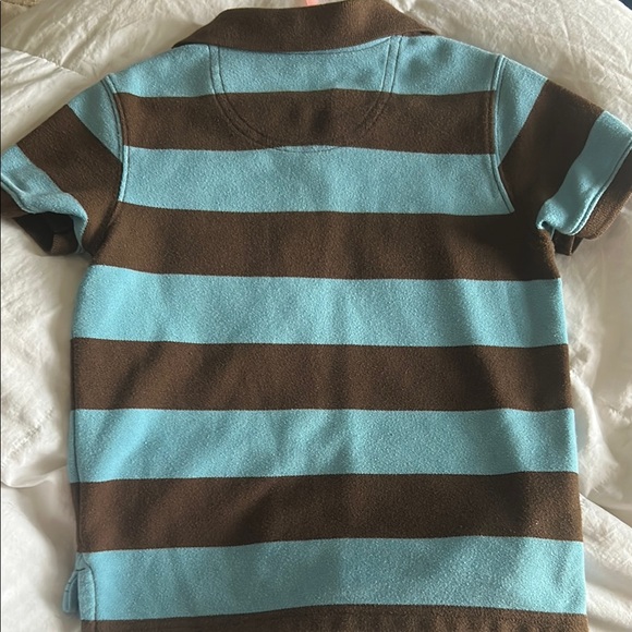 ✨J. Khaki Brown and Blue Striped Polo Shirt - Picture 3 of 3